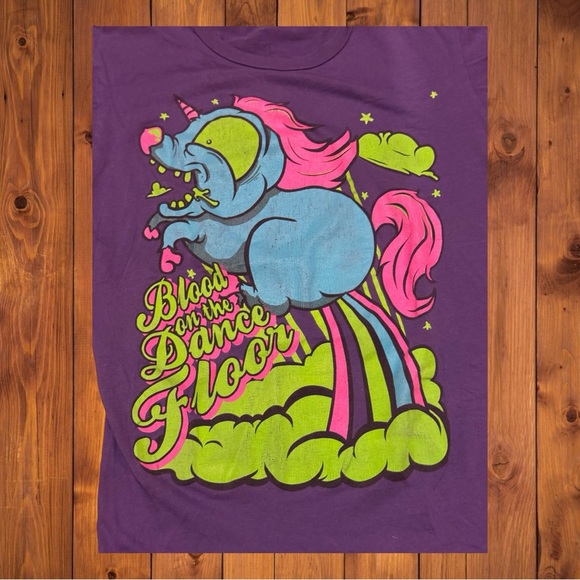 BOTDF Blood On The Dance Floor Rare Scene Emo Unicorn Farting Shirt Colorful - Picture 2 of 3